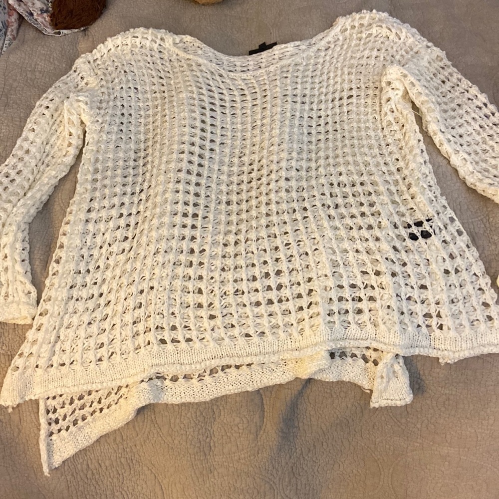 Vici collection open weave white swimsuit coverup